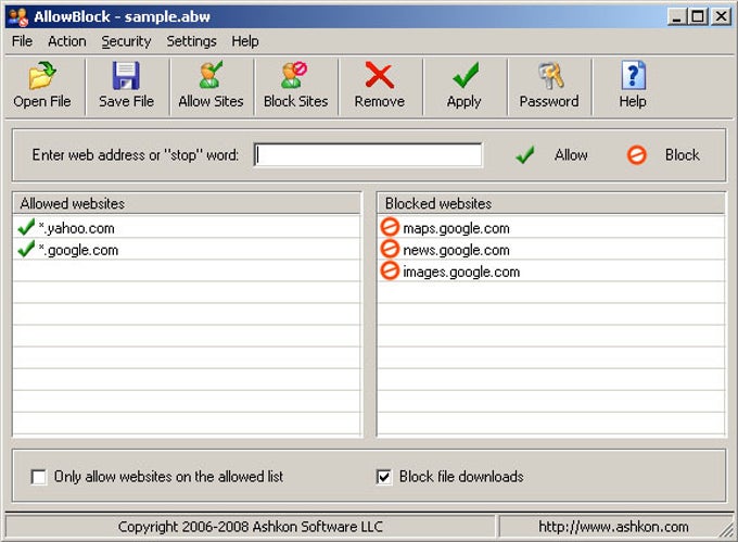 Website Block screenshot