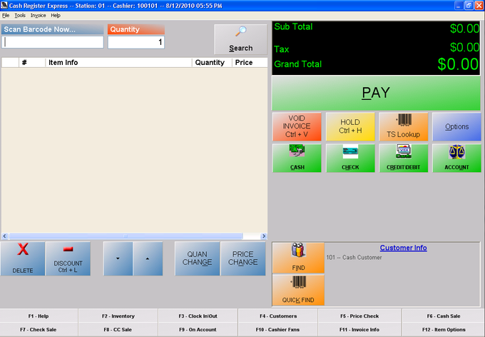 Cash register software discount