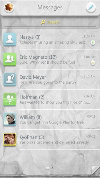 Image 1 for GO SMS PRO PAPER THEME