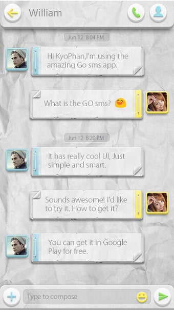 Image 0 for GO SMS PRO PAPER THEME