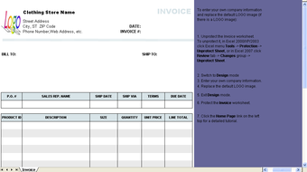 Image 1 for Clothing Store Invoice Te…