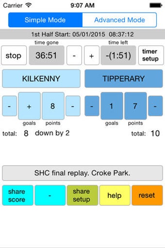 GAA Match Reporter Printscreens 1