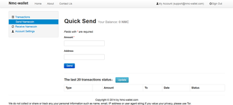Image 0 for Namecoin Online Wallet