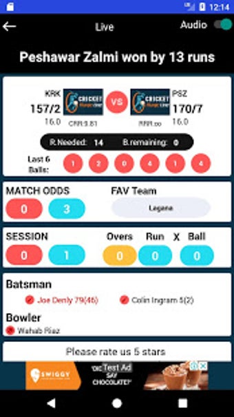 Image 1 for CricketScore - Cricket Ma…