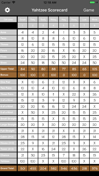 Image 0 for Yahtzee Scorecard