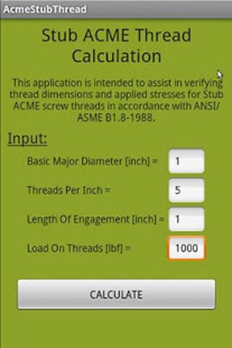 Image 1 for Stub ACME Thread Calculat…