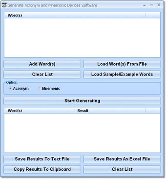 Image 0 for Generate Acronym and Mnem…