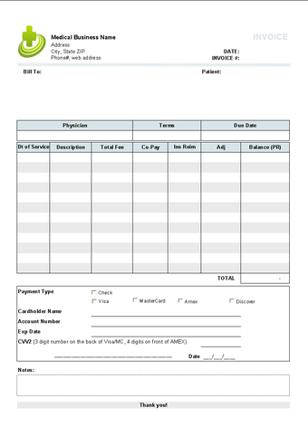 Imagen 1 para Medical Invoice Template