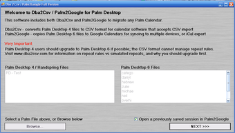 Imagen 0 para Dba2Csv / Palm2Google