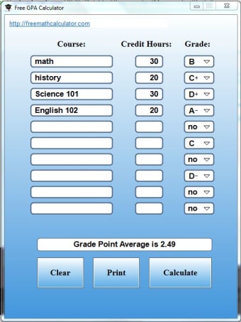 Image 0 for Free GPA Calculator