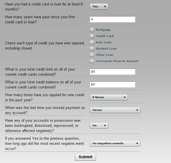 Imagen 0 para Credit Score Calculator