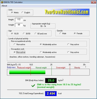 Image 0 for BMI - TEE Calculator