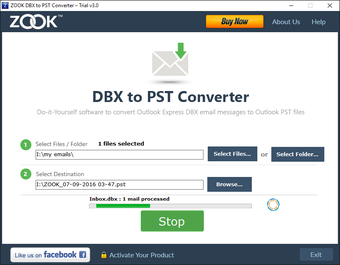 Image 1 for Zook DBX to PST Converter