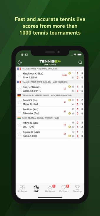 Image 0 for Tennis 24 - tennis live s…