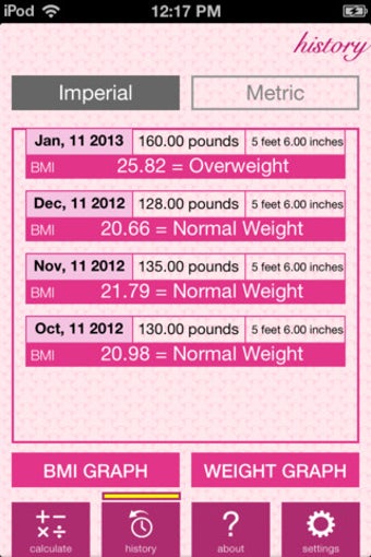 Imagen 2 para Weight and BMI Diary