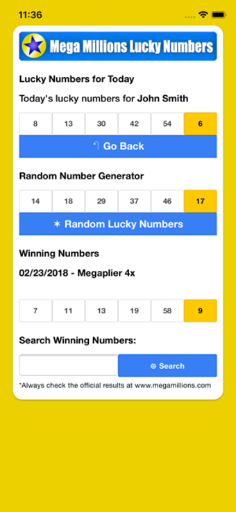 Image 0 for Mega Millions Lucky Numbe…
