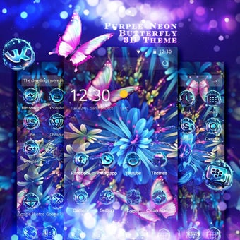 Image 2 for Purple Neon Butterfly 3D …