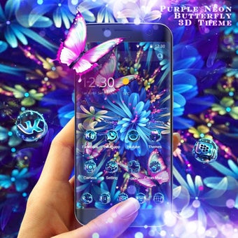 Image 2 for Purple Neon Butterfly 3D …