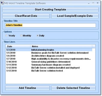 Image 0 for MS Word Timeline Template…
