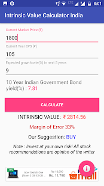 Image 1 for Intrinsic Value Calculato…