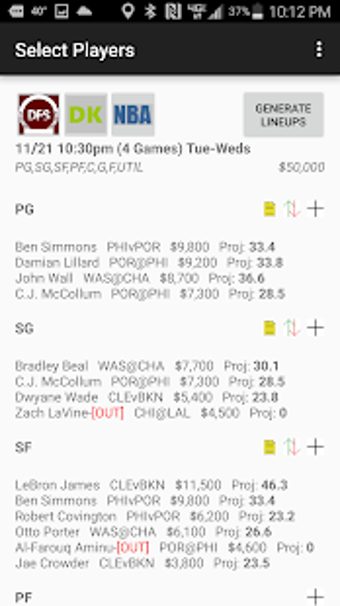 Image 1 for DFS Bulk Lineup Generator