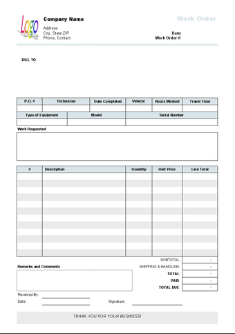 Image 1 for Work Order Template
