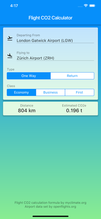 Image 0 for Flight CO2 Calculator
