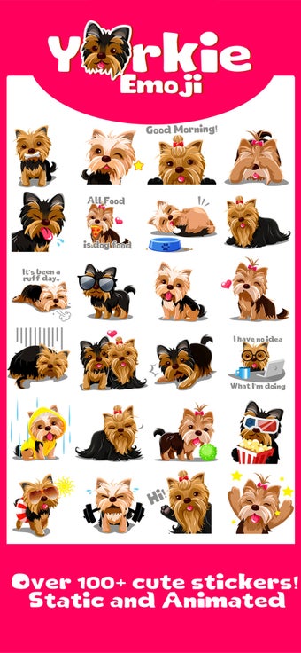 Imagen 3 para Yorkie Dog Emoji Stickers