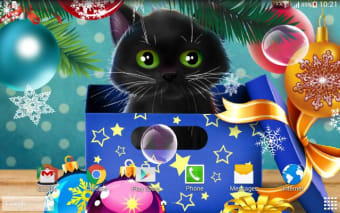 Image 1 for Kitten on Christmas Wallp…