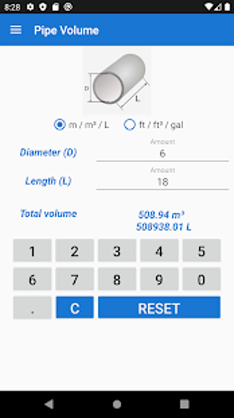 Image 1 for Pipe volume calculator