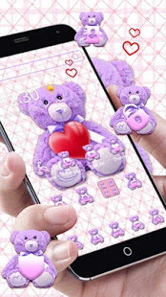 Image 3 for Love Teddy Bear Pink Purp…