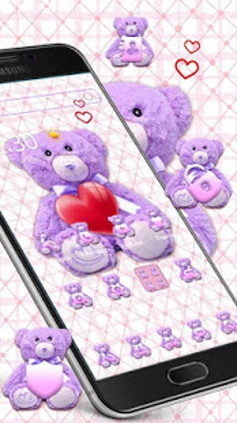 Image 1 for Love Teddy Bear Pink Purp…
