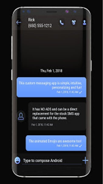 Imagen 1 para Dark Mode SMS Messenger T…