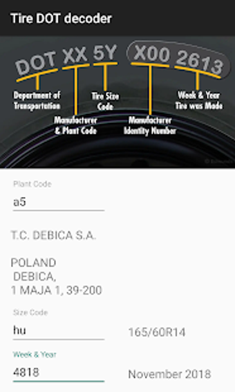 Image 1 for Tire DOT code reader