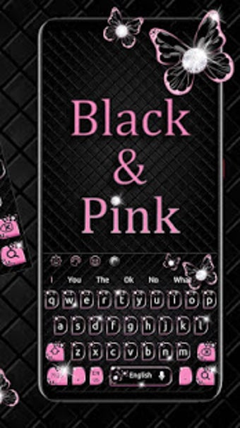 Image 0 for Black Pink Butterfly Keyb…