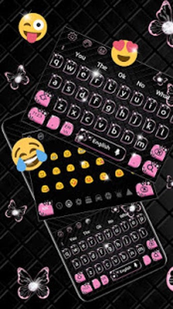 Image 1 for Black Pink Butterfly Keyb…