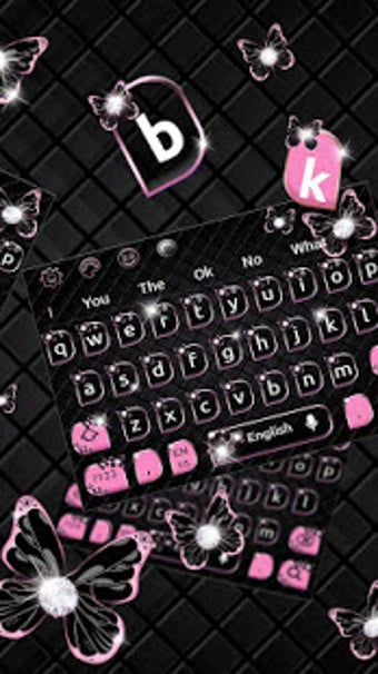 Image 2 for Black Pink Butterfly Keyb…