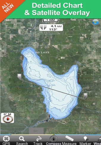 Image 0 for Michigan lakes map HD GPS…