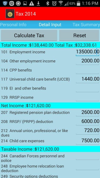 Image 1 for Canadian Income Tax Calcu…