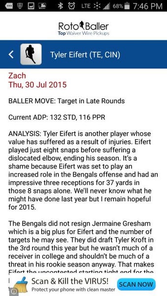 Imagen 2 para Fantasy Football ADP Slee…