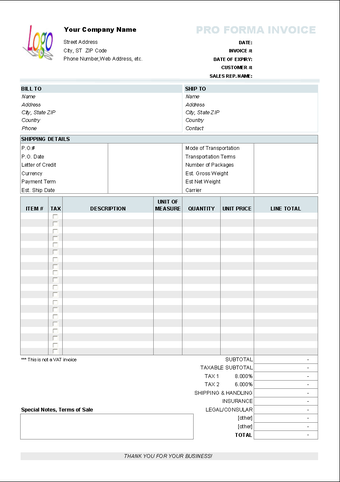 Image 0 for Free Proforma Invoice Tem…