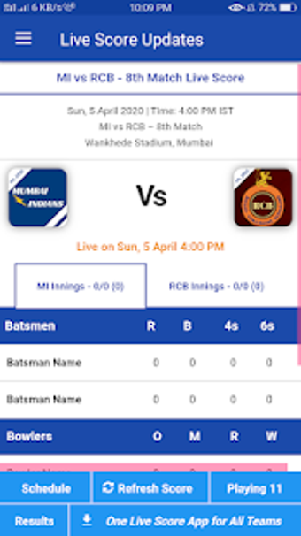 Imagen 0 para MI vs RCB Live Score - Li…