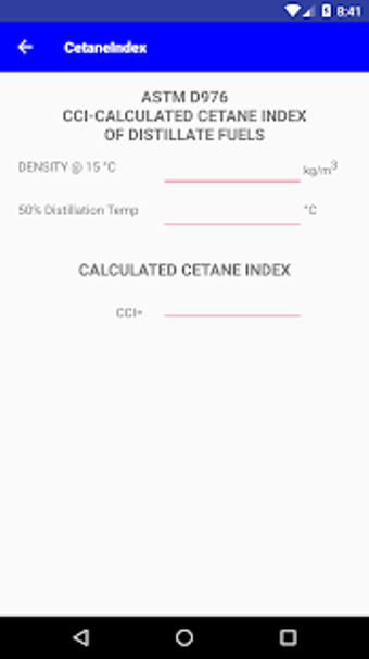 Imagen 1 para Cetane Index Calculator