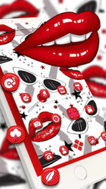 Image 2 for Red Lips Glass Cool Theme
