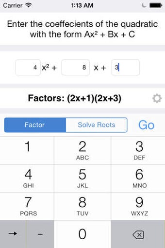 Imagen 0 para iFactor and Solve Quadrat…