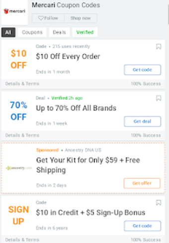 Image 0 for Shopping Coupons for Merc…