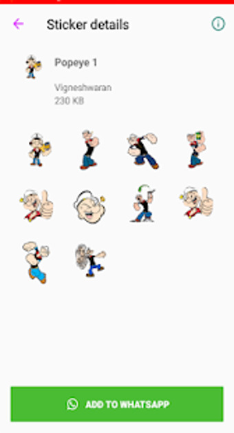 Image 1 for Popeye Cartoon Stickers W…