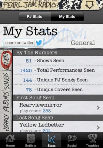 Imagen 0 para Pearl Jam Stat Tracker (U…