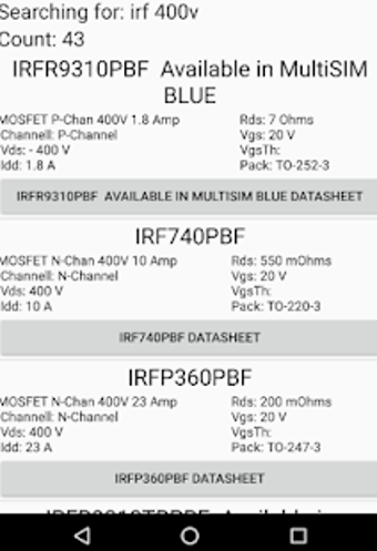 Image 0 for MOSFET transistors databa…