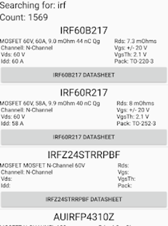 Image 1 for MOSFET transistors databa…